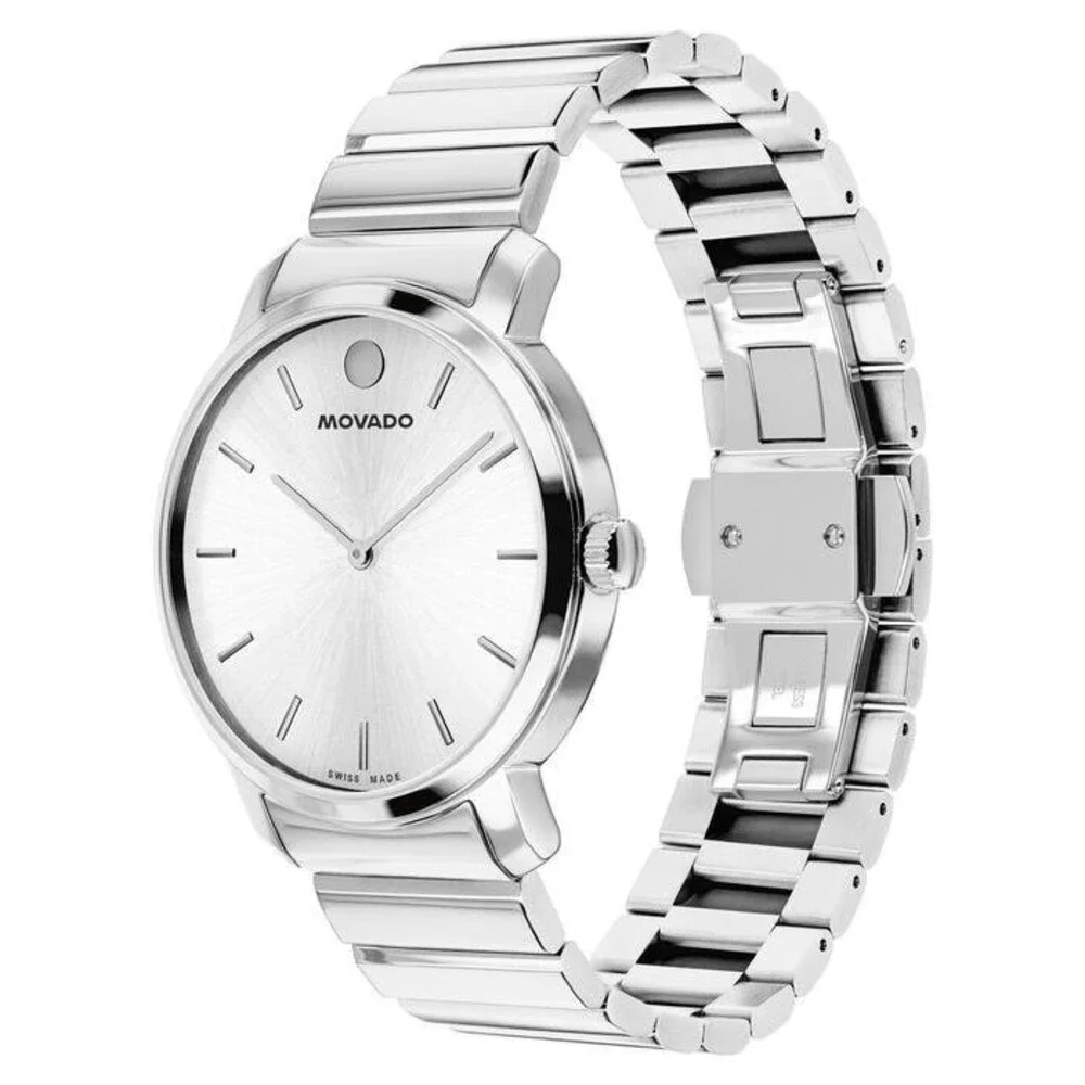 MOVADO INSIGNIA 0607924 SILVER DIAL & BRACELET 39MM STAINLESS STEEL MENS WATCH